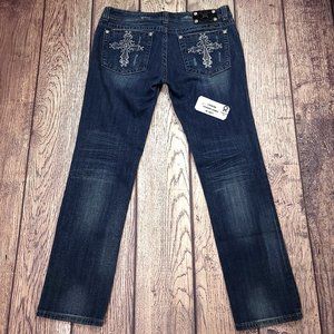 Miss Me Skinny Women's Jeans Size 32 Stretch Embroidered Embellished Low Rise